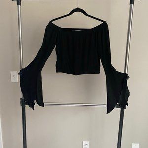 Bloggers favorite off the shoulder black crop top